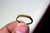 0.45ct Wedding Band Round Cut Yellow Sapphire Anniversary 14k White Gold Finish