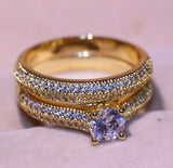 3ct Round Cut Diamond Engagement Ring 14k Yellow Gold Finish Bridal Set Promise