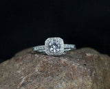 1.5ct Round Cut VVS1D Diamond Engagement Ring Milgrain Halo 14k WhiteGold Finish