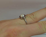1ct Ruby Pearl Art Deco Solitaire Ring 14k White Gold Finish