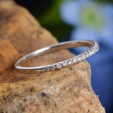 0.25ct Round Cut Moissanite Minimalist Women Wedding Band 14k White Gold Plated