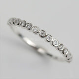 0.1ct Round Cut Moissanite Dainty Bezel Set Wedding Band 14k White Gold Plated