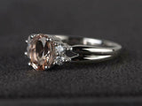 2ct Engagement Ring Oval Cut Morganite Stylish Solitaire 14k White Gold Finish