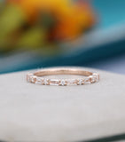 0.3ct Baguette Cut Simulated Diamond Minimalist Wedding Band 14k RoseGold Plated