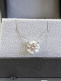 2ct Round Cut Moissanite Solitaire Pendant with Chain 14k White Gold Plated