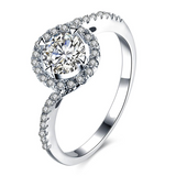 2Ct Round Cut Diamond Accent Halo Solitaire Engagement Ring 14K White Gold Over