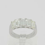 5ct Emerald Cut VVS1D Diamond Wedding Band Five Stone Women 14k WhiteGold Finish