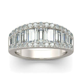 4Ct Graduated Emerald Cut Diamond Stylish Wedding Band Ring 14K White Gold Over