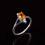 0.4ct Engagement Ring Oval Cut Citrine Stylish Split Shank 14k White Gold Finish