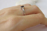 0.5ct Emerald Red Garnet Engagement Ring Bezel Set Solitaire 14k White Gold Over