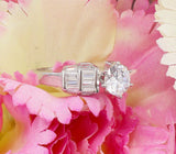 Accents Solitaire Engagement Ring 2.5ct Round Cut Diamond 14k White Gold Finish