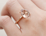 1ct Oval Cut Simulated Morganite Solitaire Engagement Ring 14k Rose Gold Plated