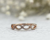 2Ct Round Cut Diamond Petite Wavy Design Engagement Ring 14K Rose Gold Finish