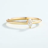 Solitaire Minimalist Engagement Ring 0.2ct Pear Cut Diamond 14k Yellow Gold Over
