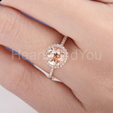 2ct Round Cut Simulated Peach Morganite Halo Engagement Ring 14k RoseGold Plated