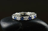 4Ct Round Cut Blue Sapphire Diamond Elegant Wedding Band 14K White Gold Finish