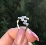 1Ct Round Cut Diamond Olive Branch Promise Engagement Ring 14K White Gold Finish