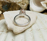 1.3ct Engagement Ring Oval Cut Peach Morganite Solitaire 14k White Gold Finish