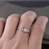 1ct Engagement Ring Oval Cut Morganite Leaf Accent Solitaire 14k Rose Gold Over