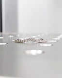 0.2ct Round Cut Moissanite Curved Stackable Wedding Band 14k White Gold Plated