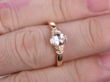 1.3ct Oval Cut Peach Morganite Diamond Accents Promise Ring 14k Rose Gold Finish