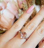 3ct Oval Cut Peach Morganite Engagement Ring 14k White Gold Finish Solitaire