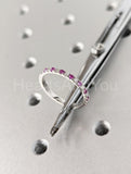 0.5ct Round Cut Simulated Ruby Half Eternity Wedding Band 14k White Gold Plated