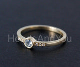 0.3ct Round Cut Simulated Blue Aquamarine Minimalist Ring 14k Yellow Gold Plated