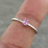 0.3ct Engagement Ring Oval Cut Pink Sapphire Solitaire 14k White Gold Finish