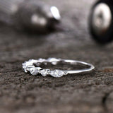 0.48ct Marquise Cut Diamond Stackable Petite Minimal Band 14k White Gold Finish