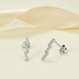 1.2ct Round Cut Diamond Geometric Minimal Stud Earrings 14k White Gold Finish