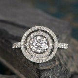 2.5ct Round Cut Diamond Engagement Ring 14k White Gold Over Cocktail Double Halo