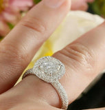 3ct Round Cut Diamond High Halo Solitaire Engagement Ring 14k White Gold Finish