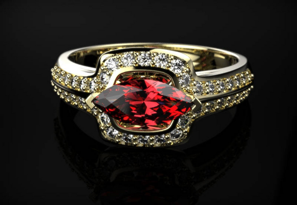 2ct Marquise Cut Red Garnet Engagement Ring 14k YellowGold Over Unique Solitaire