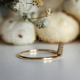 0.2ct Round Cut Moissanite V Shape Stackable Wedding Band 14K Yellow Gold Plated