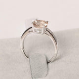 1.7ct Round Cut Morganite Solitaire with Round Accent Ring 14k White Gold Finish