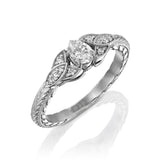 1.5ct Pear Cut Diamond Vintage Inspired Solitaire Accent Ring 14k WhiteGold Over