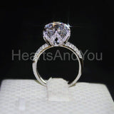 2.1ct Round Cut Moissanite Lotus Floral Engagement Ring 14K White Gold Plated