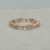 1ct Round Cut Diamond Wedding Band Filigree Milgrain Dainty 14k Rose Gold Finish