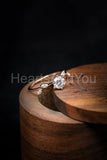 0.15ct Round Cut Moissanite Leaf Accents Engagement Ring 14k Yellow Gold Plated