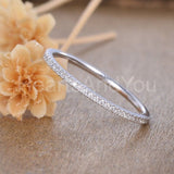 0.3ct Round Cut Moissanite Minimalist Women Wedding Band 14k White Gold Plated