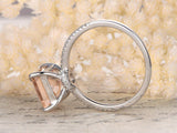 2ct Princess Morganite Engagement Ring Accents with Solitaire 14k WhiteGold Over