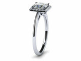 1.3ct Princess Diamond Accent Halo Solitaire Engagement Ring 14k White Gold Over