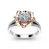 2.6ct Round Cut Diamond Engagement Ring 14k Dual Tone Finish Floral Split Shank