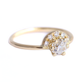 0.2ct Round Cut Diamond Engagement Ring 14k Yellow Gold Finish Egyptian Crown