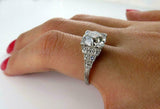 5.5ct Round Cut Diamond Milgrain Step Accent Vintage Ring 14K White Gold Finish