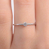 0.6ct Round Cut Diamond Engagement Ring Minimalist Promise 14k White Gold Finish