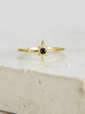 0.3ct Engagement Ring Round Cut Black Diamond Minimalist 14k Yellow Gold Finish