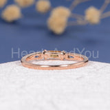 0.1ct Baguette Cut Simulated Citrine Half Eternity Wed Band 14k Rose Gold Plated