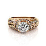 2ct Round Cut VVS1D Diamond Engagement Ring 14k Rose Gold Finish Antique Vintage